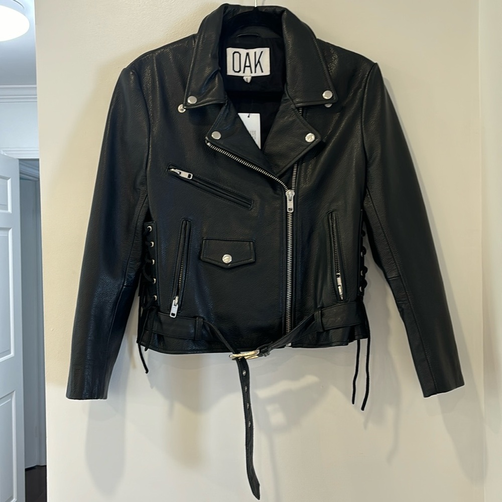 Classic leather biker jacket